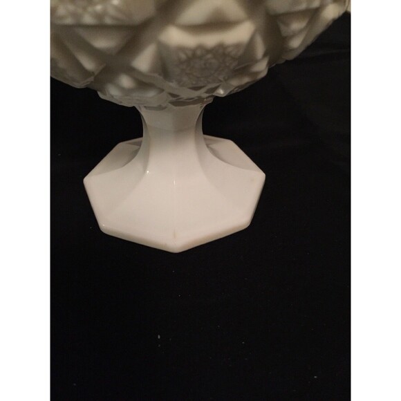 Vtg Westmoreland Old Quilt Milk Glass Compote Candy Dish White Footed - Picture 3 of 7